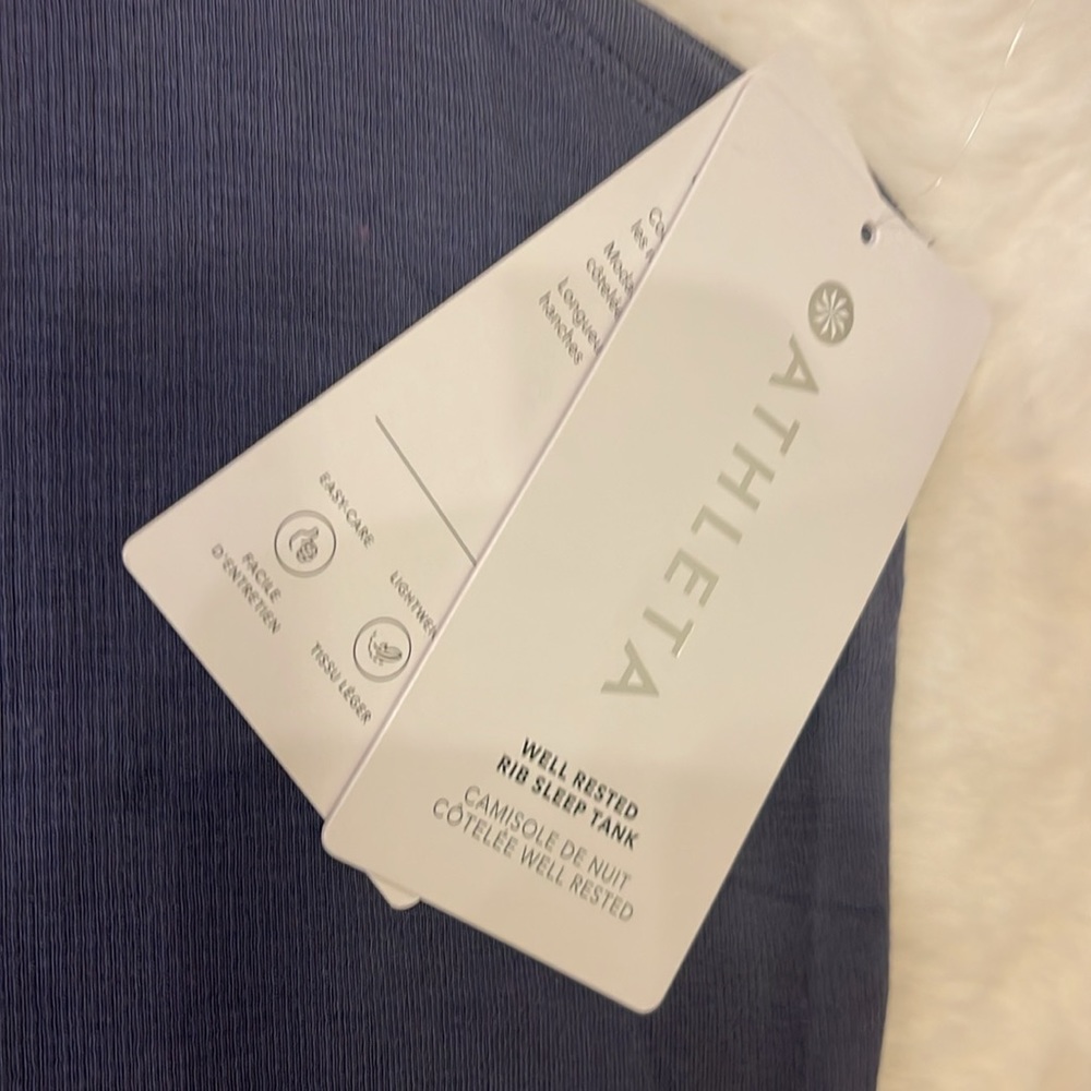 NWT ATHLETA XL Blue Ribbed Tank Top Well Rested Rib Style Sleep Tank Camisole - Picture 2 of 8